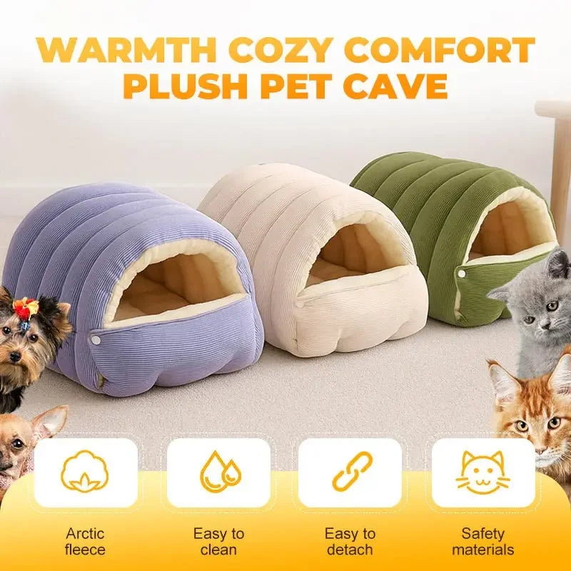 Plush Cat Bed Warm Pet House Thickening Warmth Comfort Soft Winter Kittens Sleeping Beds Cat Cave For Pet Warmth Pet Supplies