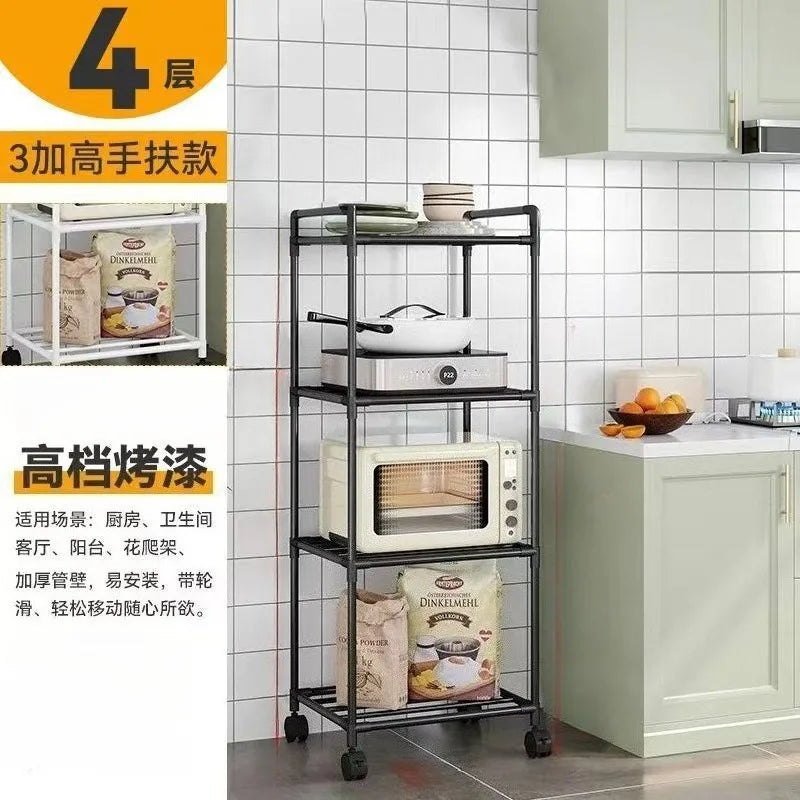 Kitchen storage cart for shelves - multi-level floor-standing household storage unit - bathroom shelf organizer