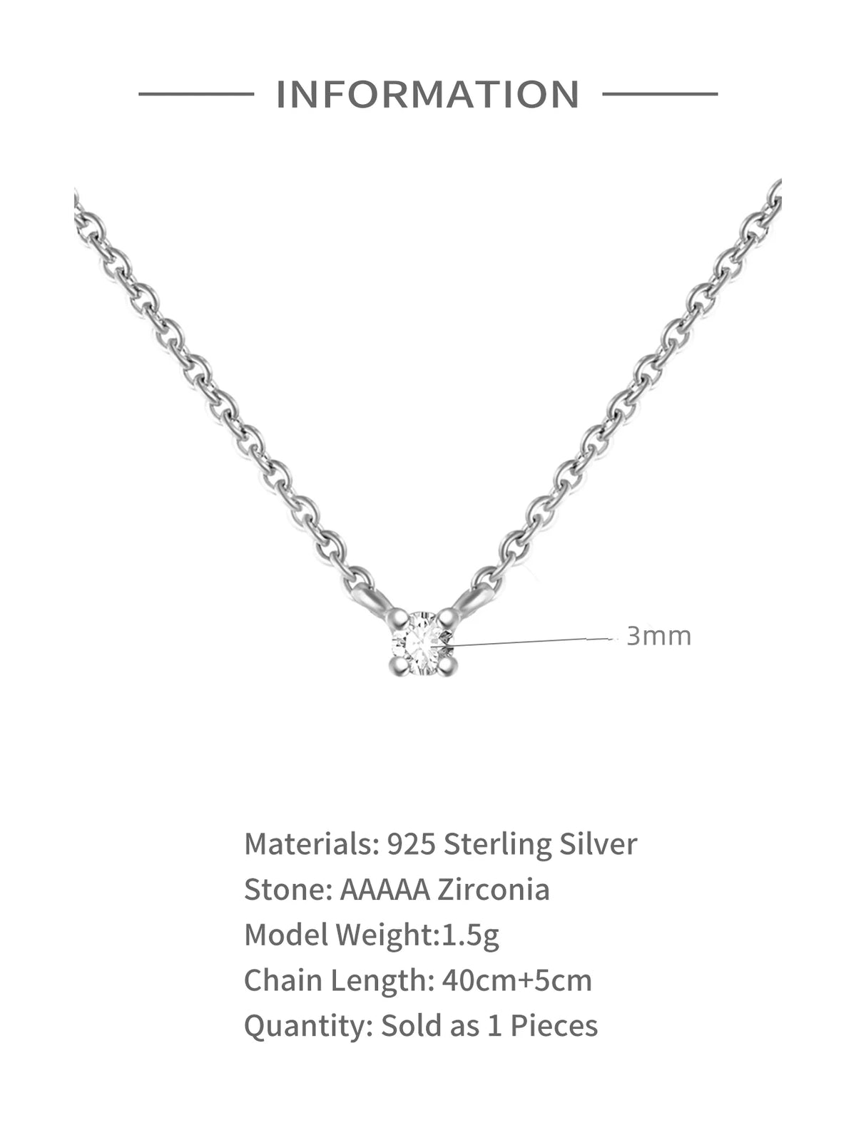 CANNER New 925 Sterling Silver Mini Zircon Pendant Necklaces Chain For Women Necklace Chains Fine Jewelry Gift Collares подвеска