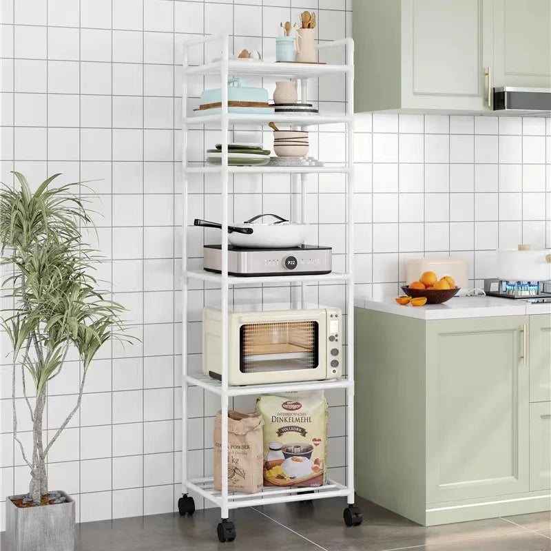 Kitchen storage cart for shelves - multi-level floor-standing household storage unit - bathroom shelf organizer