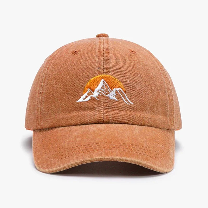 1pc Unisex Embroidered Sunset Baseball Hat,washed  Adjustable Outdoor Casual Sport Trucker Hat,Suitable for Daily Wear,commute