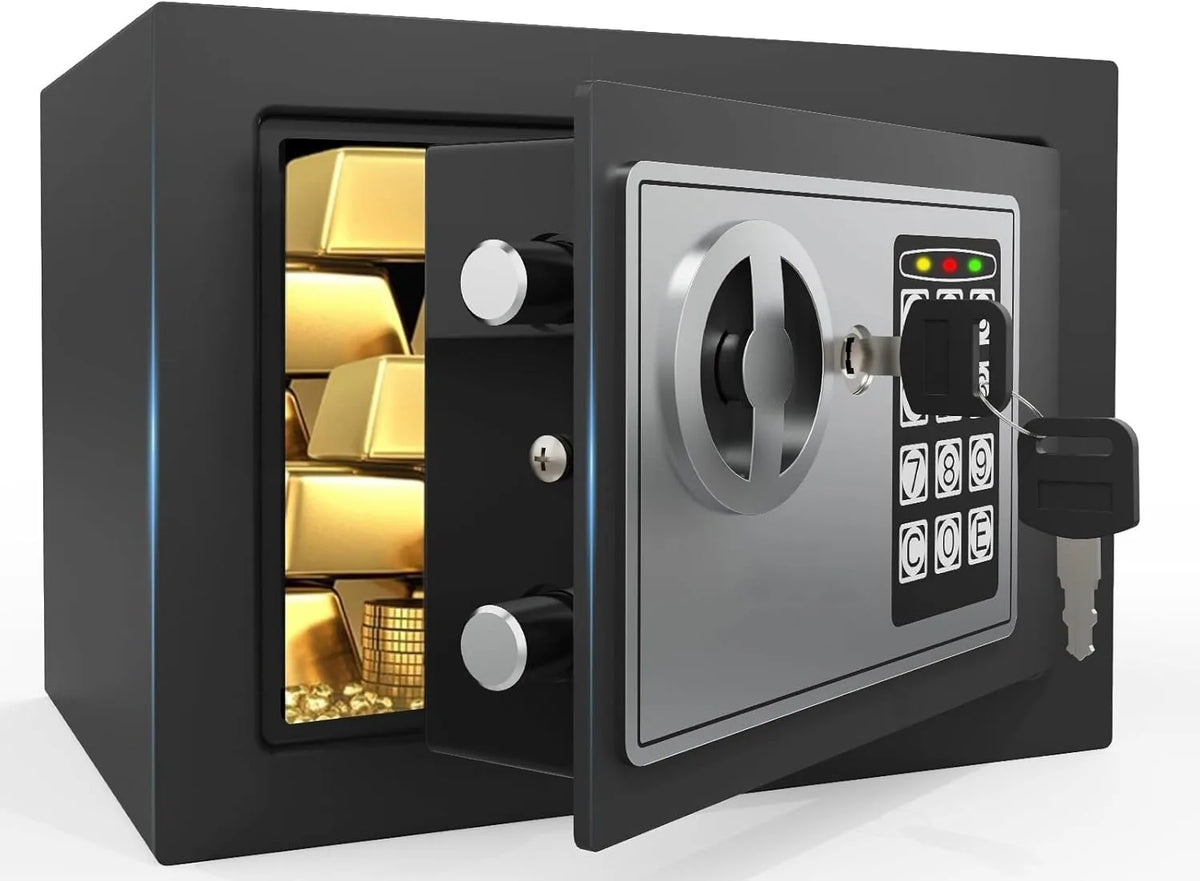 2026 NEW Electronic Safe Deposit Safe Box All Steel for Home Office Password and Key Unlock Safe and Compact