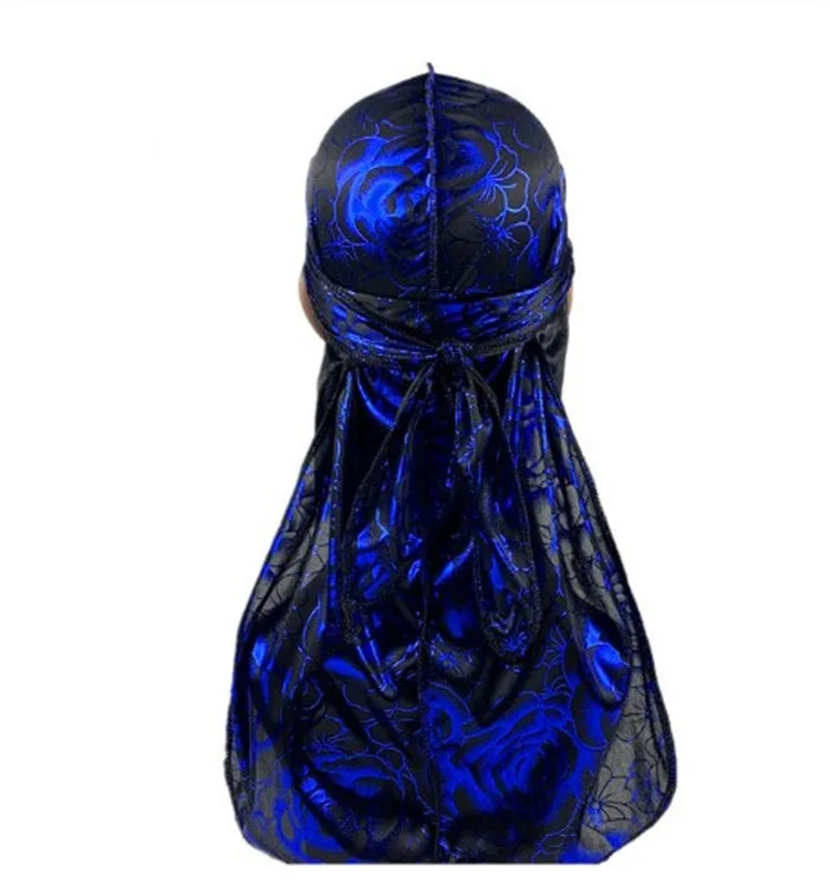 Satin Floral Printed Headband Scarves for Women Hair Accessories Mens Doo Rag Durag Long Tail Cap Bandana Turban Unisex Headwear