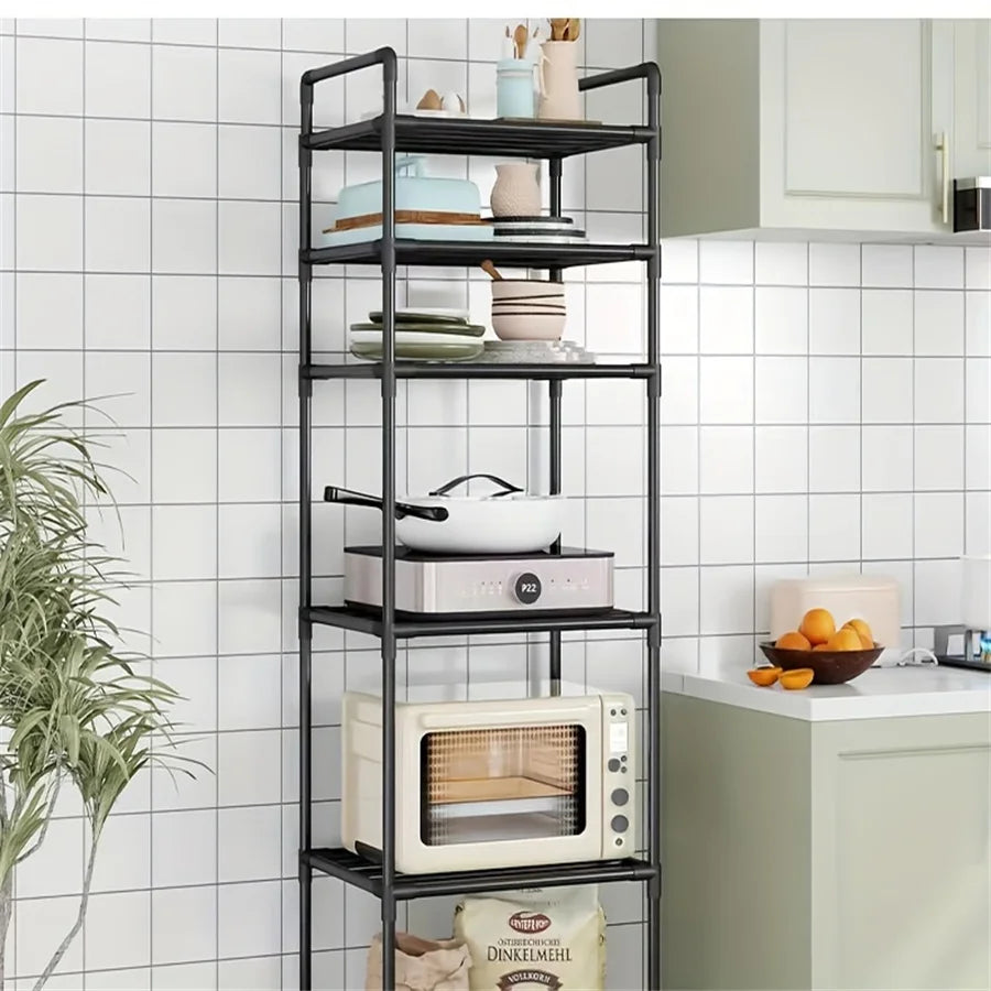 Multi-Layer Kitchen Rack Floor To Floor Storage Rack Household Microwave Stove Shelves Multi Scene Tool Pot Rack Kitchen Storage