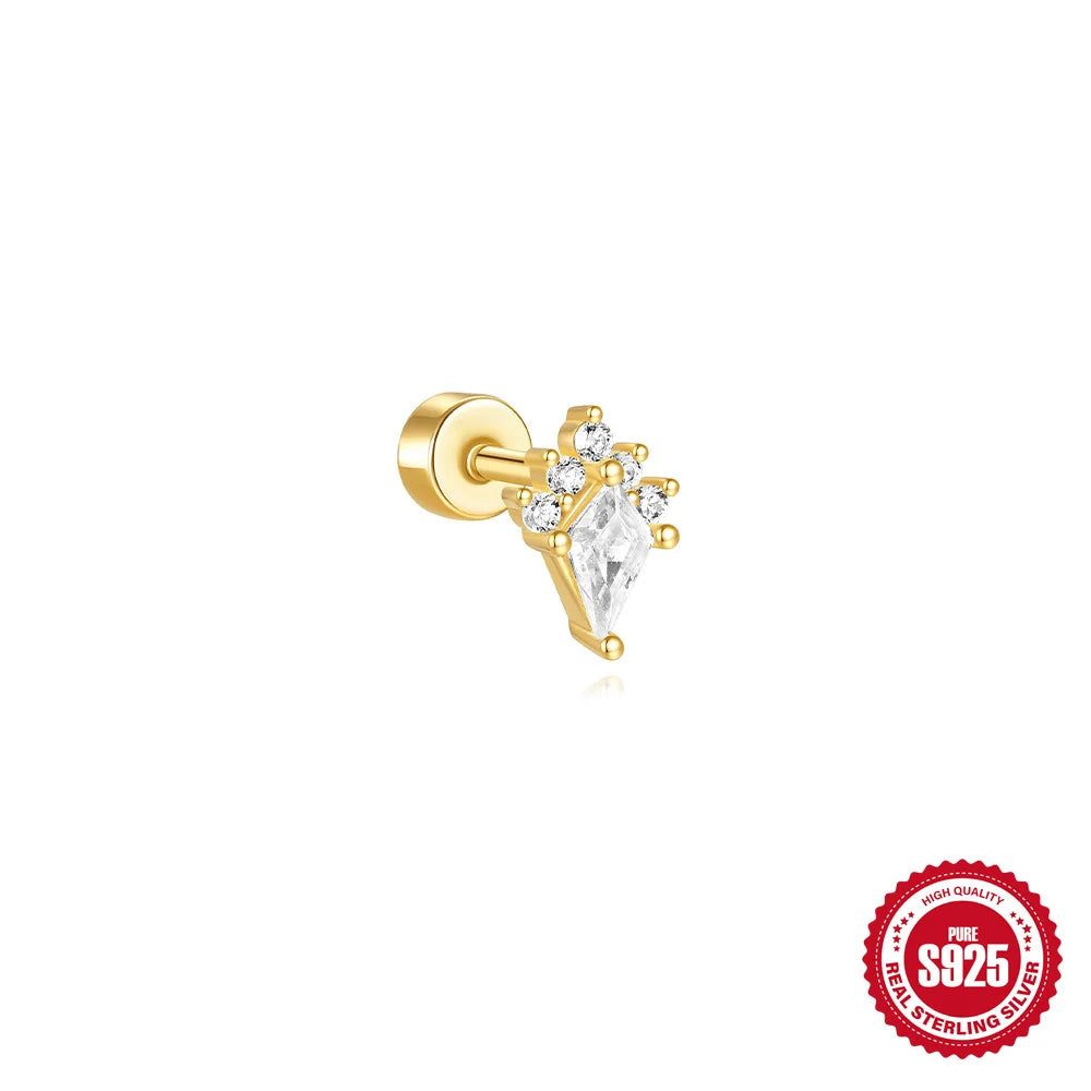 CANNER Pendientes Plata 925 Piercing Stud Earrings For Women Cubic Zirconia 925 Sterling Silver Cartilage Earring Jewerly 1pc