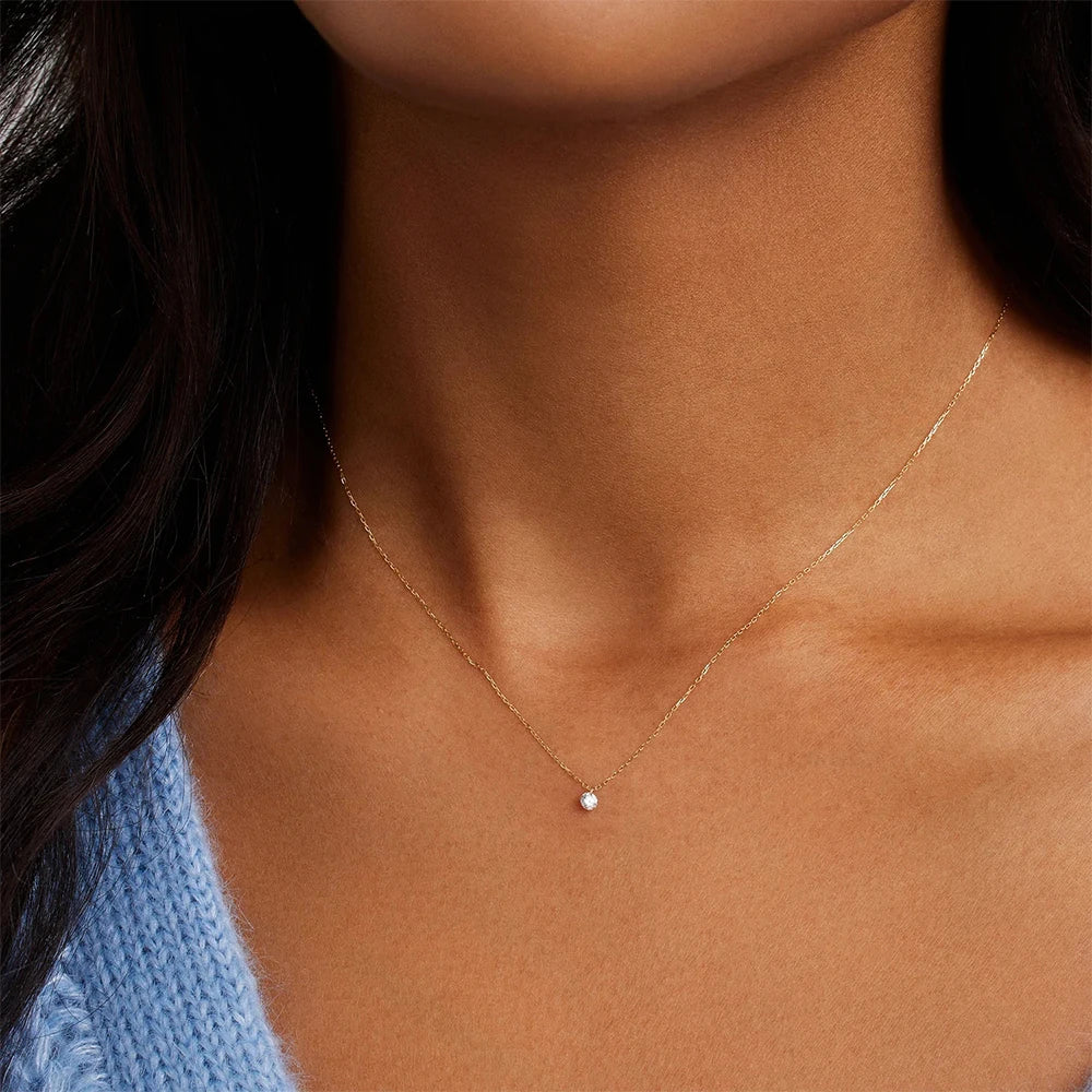 CANNER New 925 Sterling Silver Mini Zircon Pendant Necklaces Chain For Women Necklace Chains Fine Jewelry Gift Collares подвеска