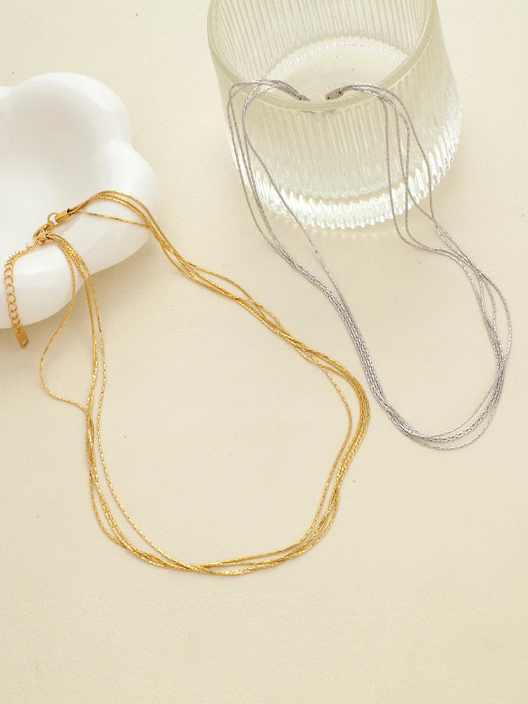 Stainless Steel necklace women stacking Layered Thin Chain Necklace Multilayer Sexy Snake Chains Summer Beach Fashion Jewelry