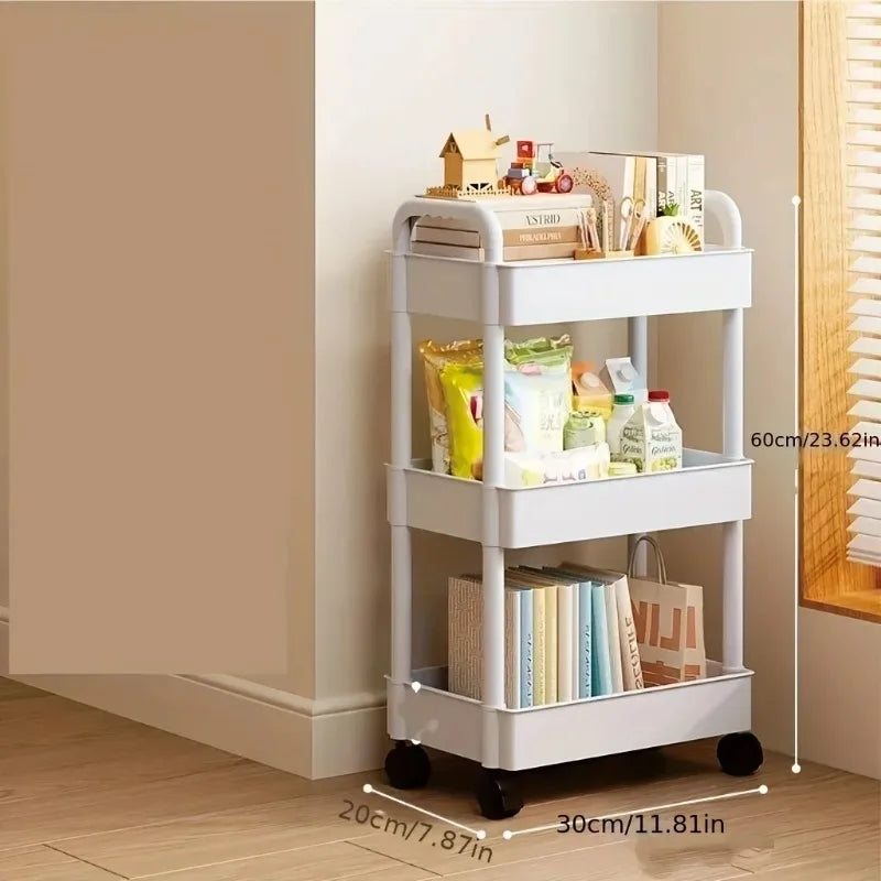 Kitchen multi-functional storage rack mobile trolley multi-level storage rack bookshelf snack and fruit storage rack