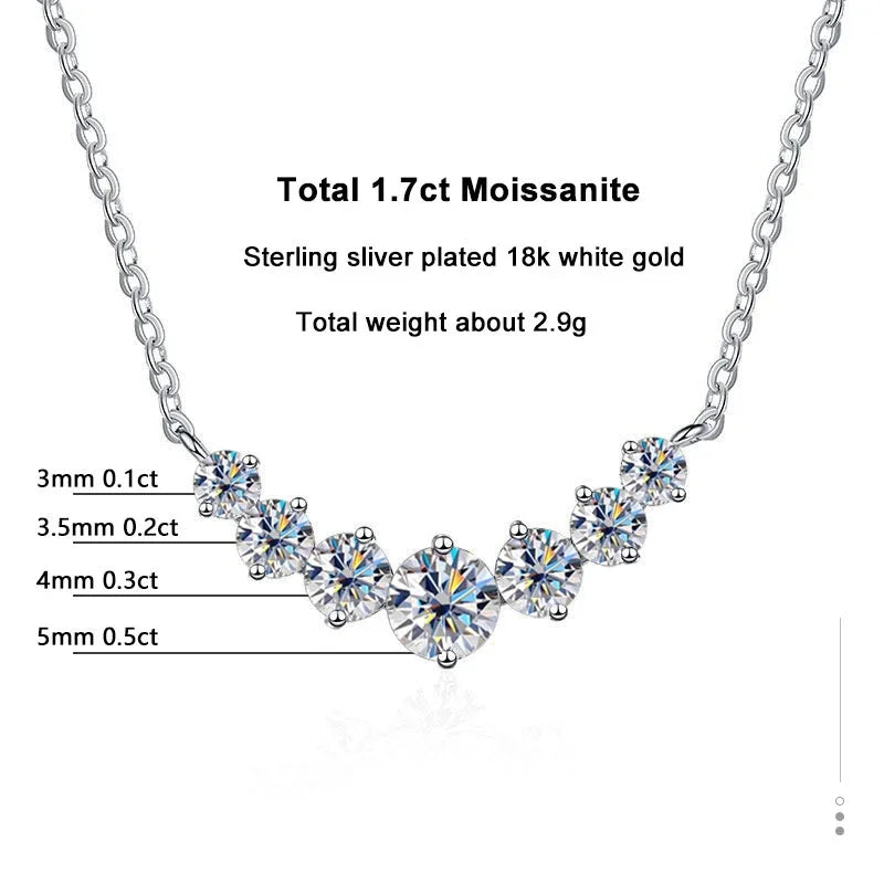 ALITREE Moissanite Necklace for Woman Wedding Fine Jewely with Certificates 925 Sterling Sliver Plated 18k White Gold Necklace
