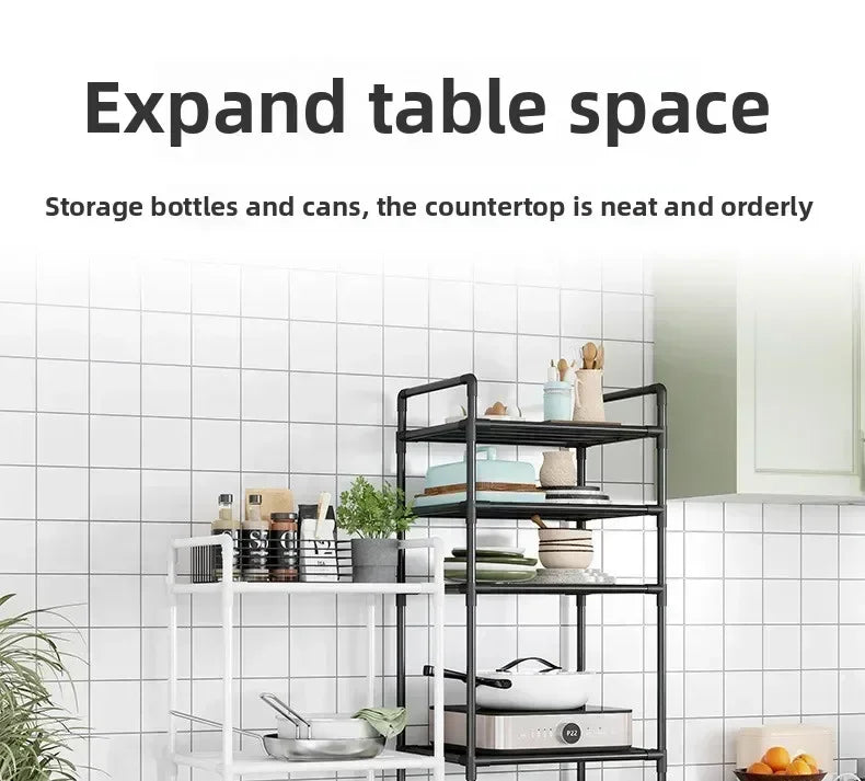 Kitchen mobile storage cart, multi-layer floor rack, dish refrigerator organizer refrigerator organizer