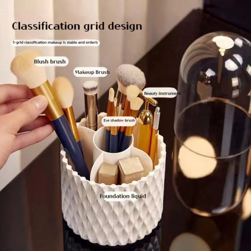 1pcRotating Makeup Brush Storage Tube Brush Bucket Storage Rack Desktop Storage Box Dressing Table Cosmetics Pen Holder
