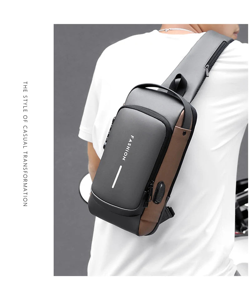 Men Multifunction Anti Theft USB Shoulder Bag Man Crossbody Cross Body Travel Sling Chest Bags Pack Messenger Pack