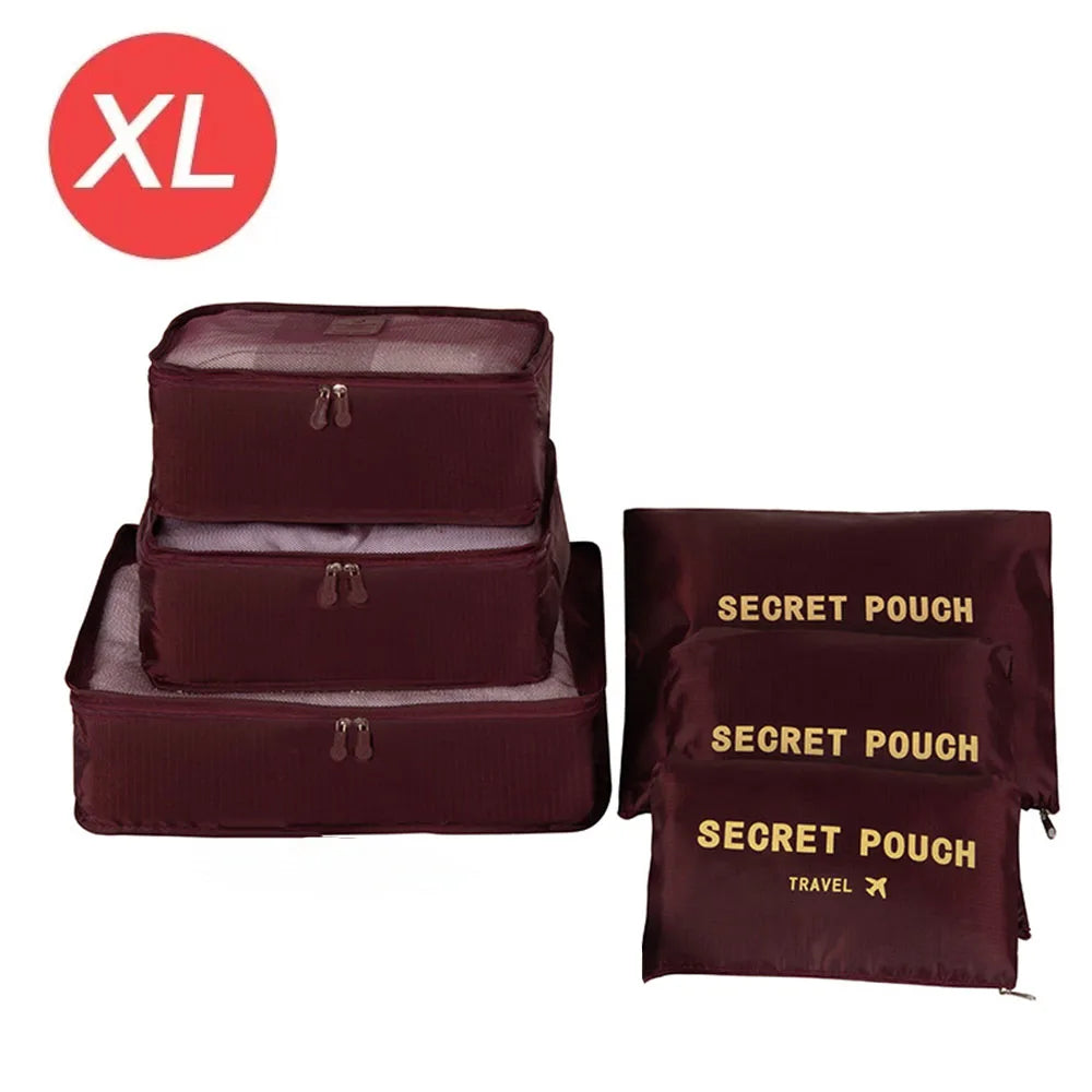 6-piece Large Size Travel Organizer Portable Suitcase Organizer Clothes Shoes Makeup Bag Luggage Organizer Travel Storage Bag
