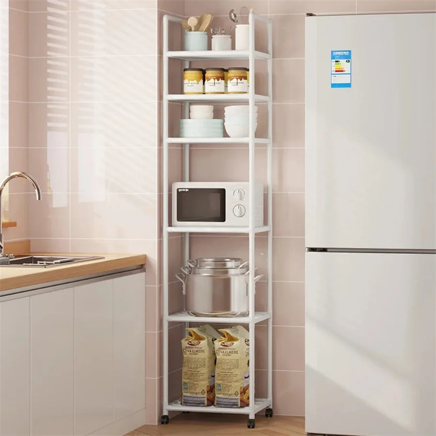Multi-Layer Kitchen Rack Floor To Floor Storage Rack Household Microwave Stove Shelves Multi Scene Tool Pot Rack Kitchen Storage