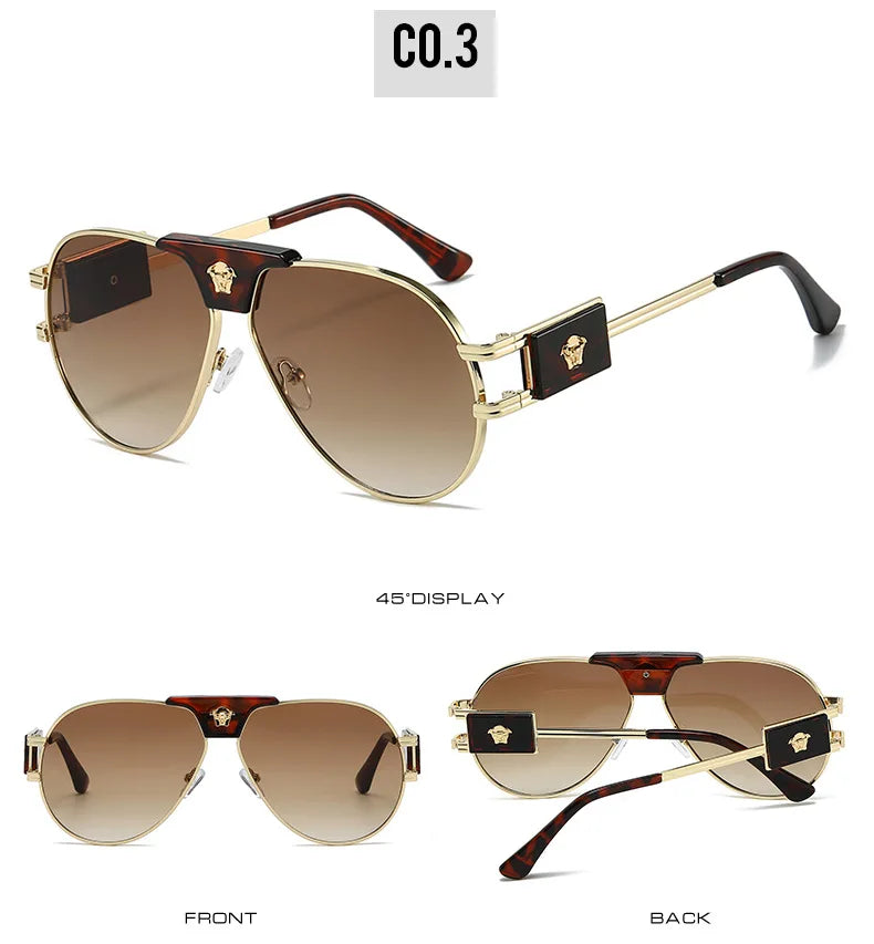 Classic Aviation Sunglasses Women Brand Designer Cattle Head Decoration Brand Designer Pilot Sun Glasses UV400