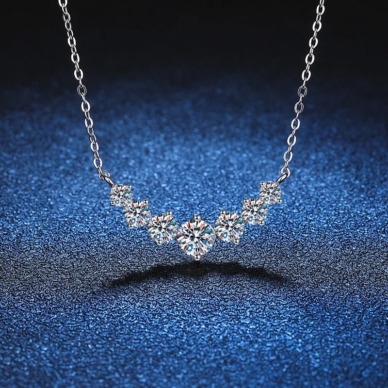 ALITREE Moissanite Necklace for Woman Wedding Fine Jewely with Certificates 925 Sterling Sliver Plated 18k White Gold Necklace