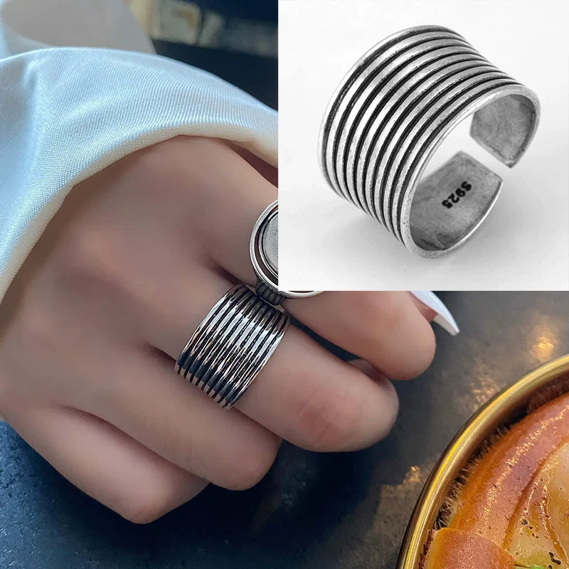 Sam Panda 925 Sterling Silver Rings For Women Men Fine Jewelry Finger Adjustable Open Wing Shape Ring For Party Birthday Gift