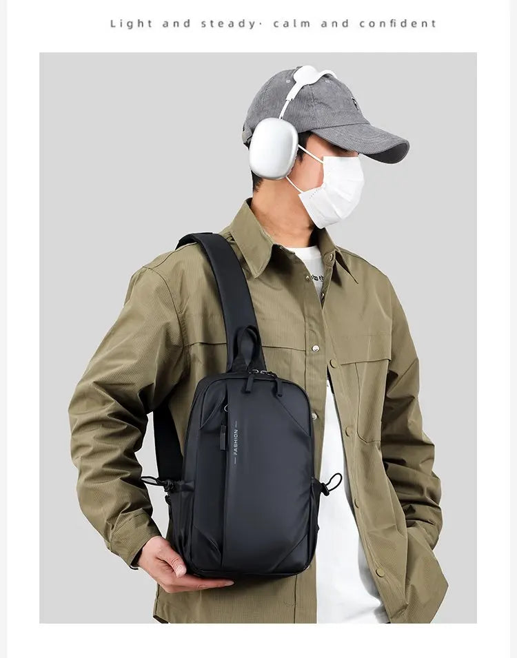 Large Capacity Fashion Waterproof Men's Crossbody Bag Casual Travel Leisure Ladies Single Shoulder Slant Bag Chest Bag