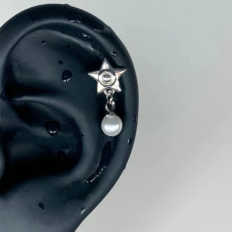 1 Pcs White Heart Bowknot Titanium Steel Ear Bone Nail Shiny Allergy Prevention Women Cochlear Accessories Piercing Earrings