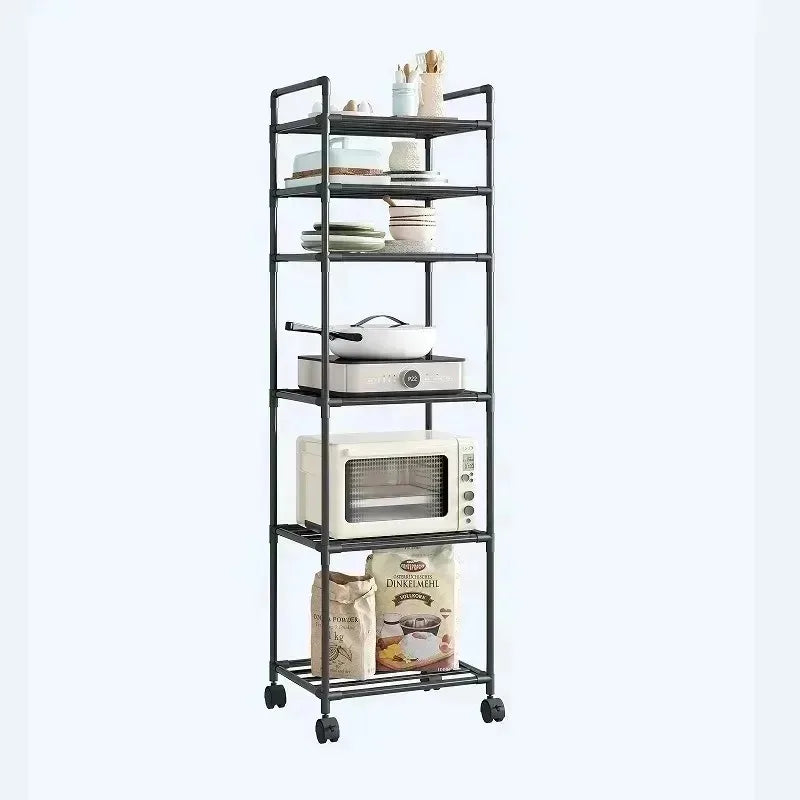 Kitchen mobile storage cart, multi-layer floor rack, dish refrigerator organizer refrigerator organizer