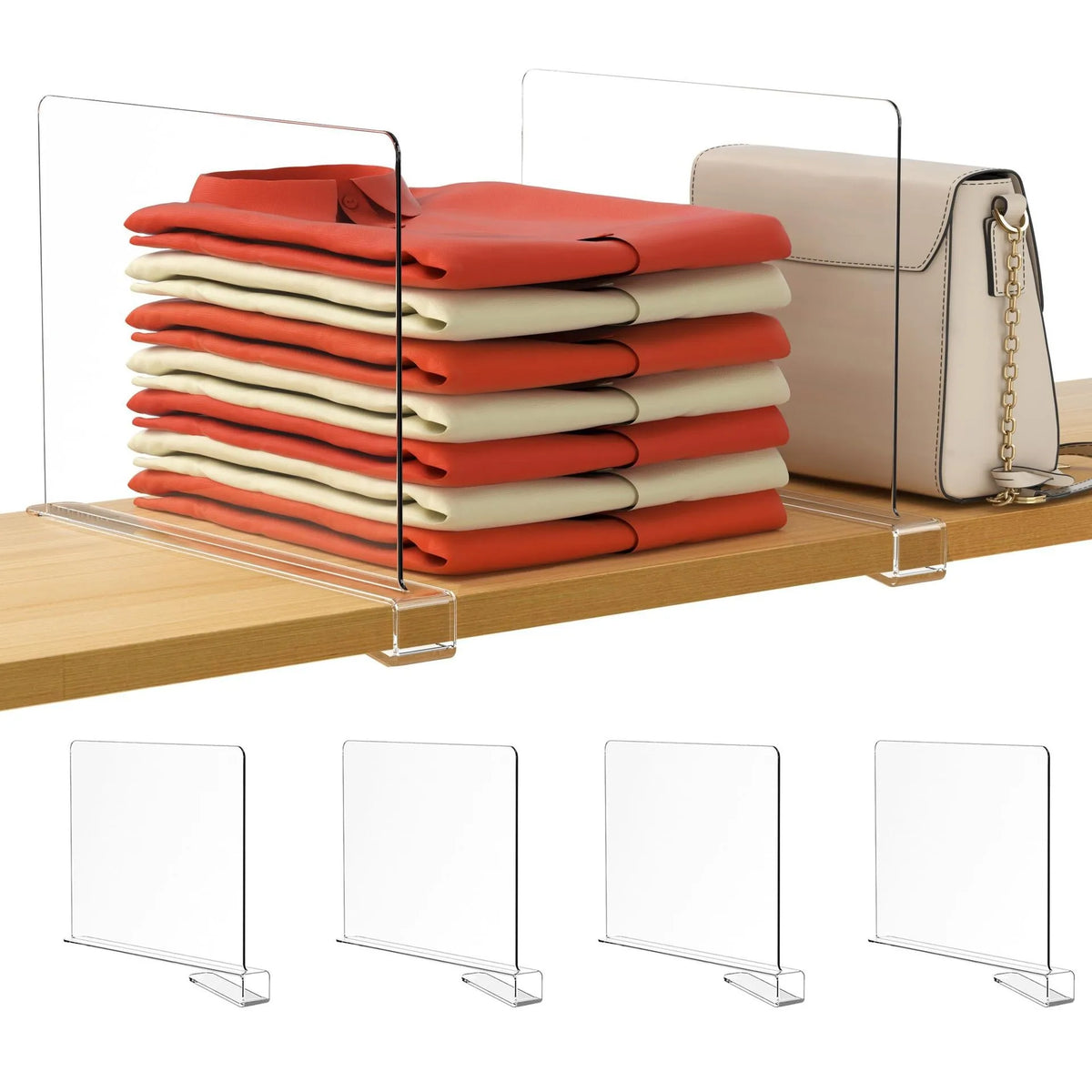 6/4/2/1pcs Transparent Closet Shelf for Wardrobe Organizer Cloth Divider Cupboard Bookcase Divider Baffle Home Organizer