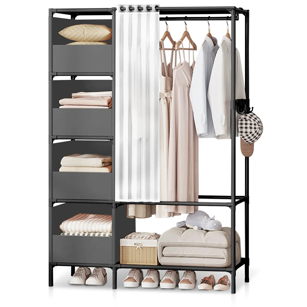 Metal Closet Clothes Rail Wardrobes Living Room Storage Garment Shoes Shelf Heavy Duty Hanging Rack Shelving Clothing Hanger