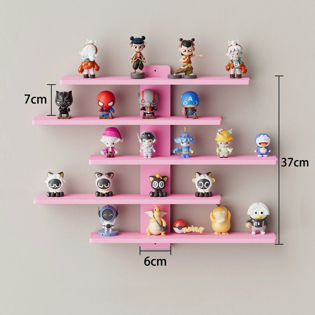 Adjustable Wall-mounted Display Stand for Action Dolls, Small Building Blocks and Collectibles - Modern Indoor Storage Shelf