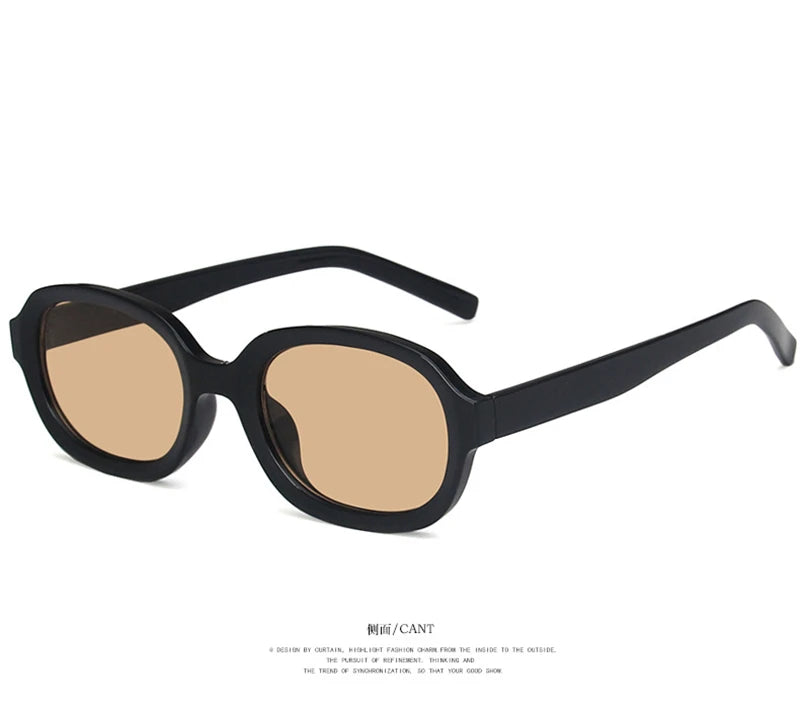 Oval Concave Vintage Sunglasses Women Fashion Design Retro Brand Sun Glasses Female Hip Hop Vintage Round Designer Oculos De Sol