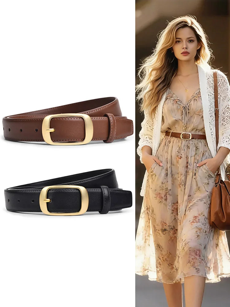Women's Leather Belts For Jeans Ladies Strap Alloy Metal Pin Buckle Fashion Belt