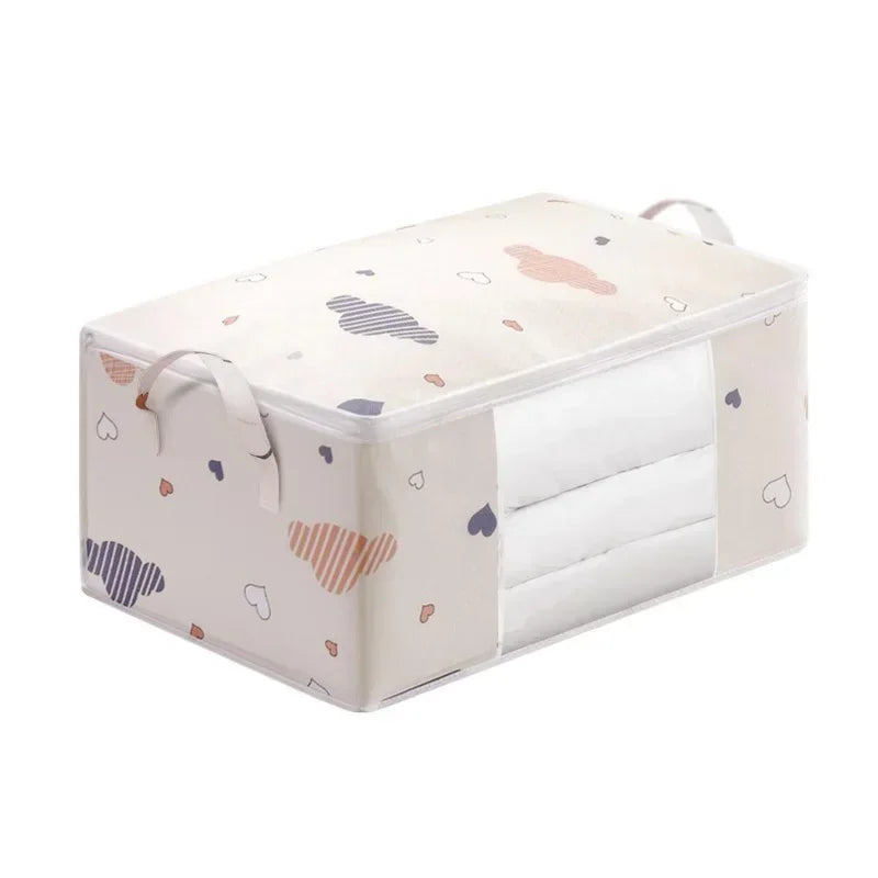 50/70L Foldable Large Capacity Clothes Quilt Storage Bag Moisture Dust Proof Organizer with Zipper for Home Closet Storage