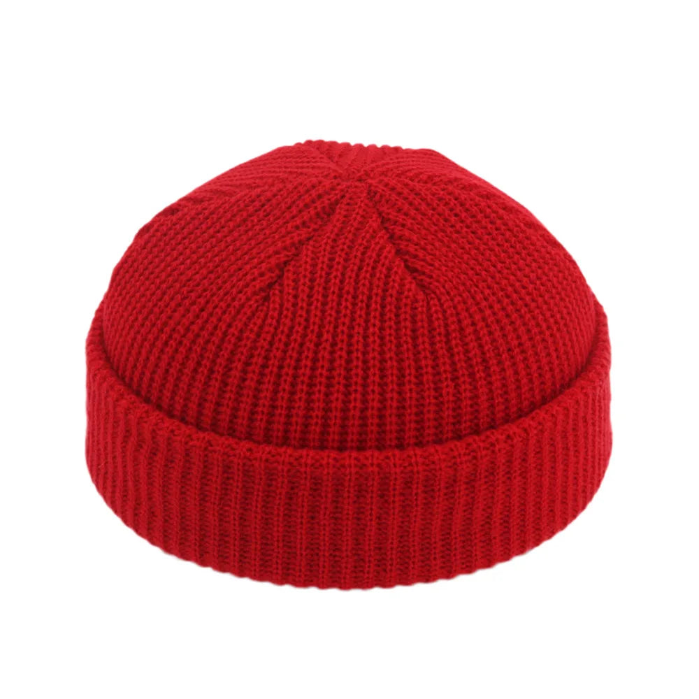 Beanie Knit Hats Fashion Men Boy Skullcap Sailor Caps Cuffs Retro Navy Short Hat Solid Color Unisex Winter Warm Cap Roll-up Edge