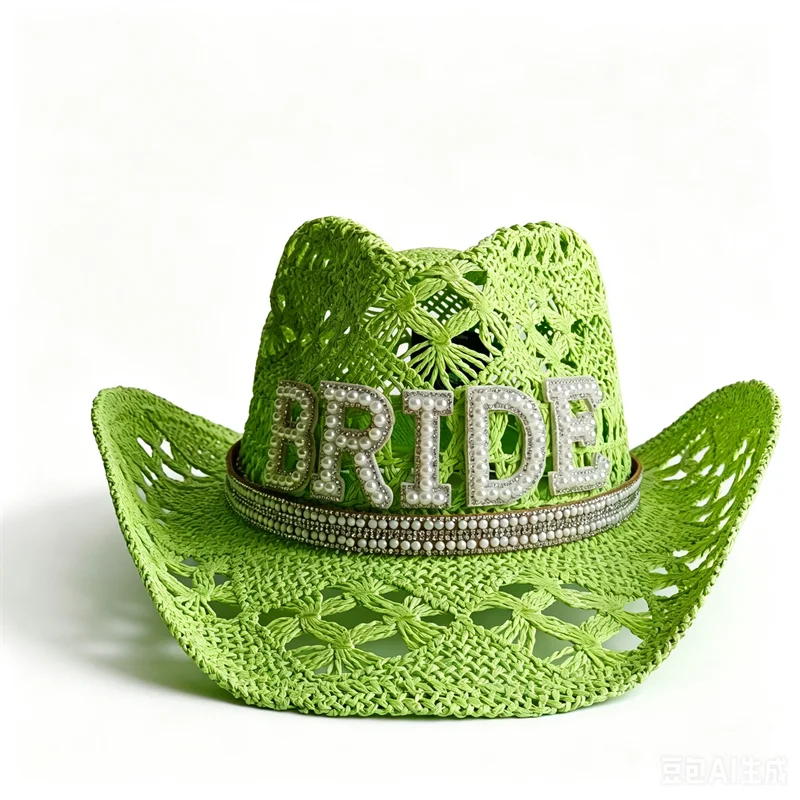 Bridal Malan Flower Style Cowboy Hat All Kinds of Hats for All Seasons Summer Beach Hat Elegant Cowboy Hat Pearl Accessories
