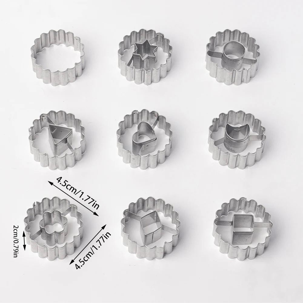9PCS Jam Cookie Cutter Set Food Grade Moon Star Heart Flower Easy Clean Molds for Fondant Biscuit Pastry Home Baking