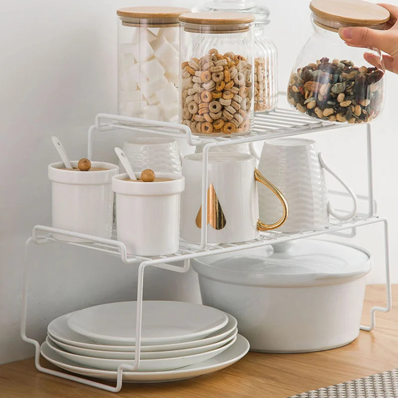 Stackable Iron Kitchen Shelving Cupboard Dish Rack Kitchenware Seasoning Storage Rack Kitchen Organizer Rack