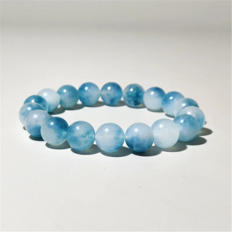 6/8/10/12mm Natural Blue Chalcedony Jasper Jade Bracelets Classic Men Women Buddha Bracelets Minimalist Yoga Meditation Jewelry