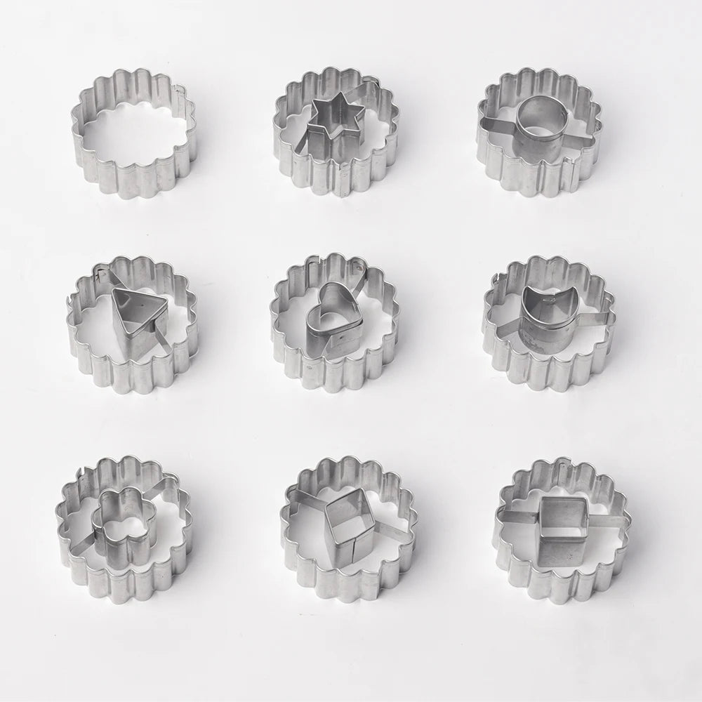 9PCS Jam Cookie Cutter Set Food Grade Moon Star Heart Flower Easy Clean Molds for Fondant Biscuit Pastry Home Baking