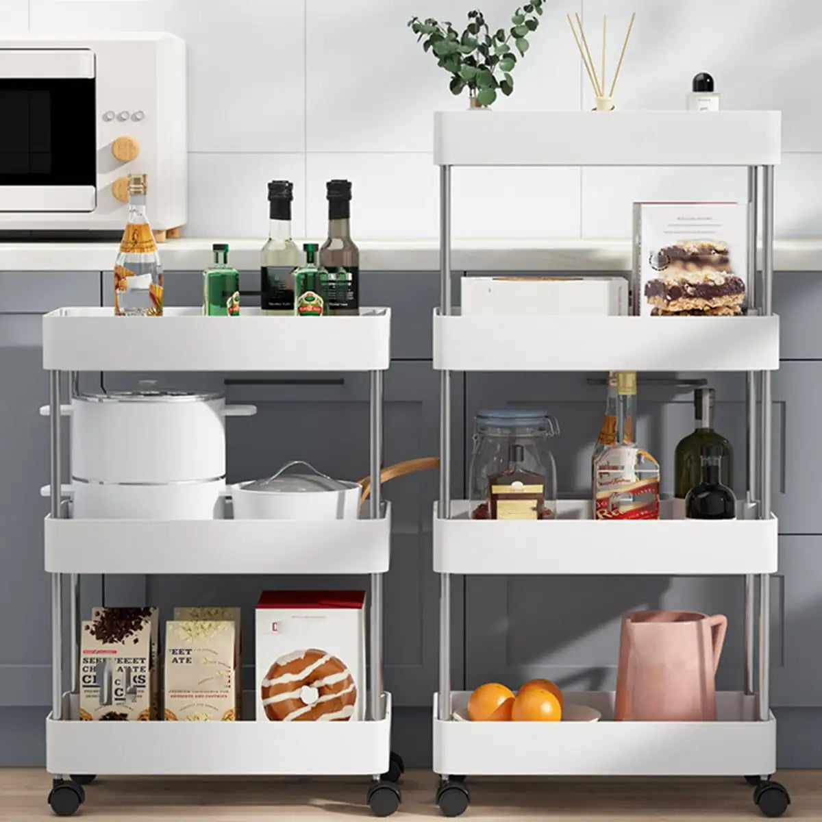 1pcs 3/4 Tier Rolling Utility Cart Storage Shelf Movable Gap Storage Rack Kitchen Bathroom Slim Slide Organizer Shelf Livingroom
