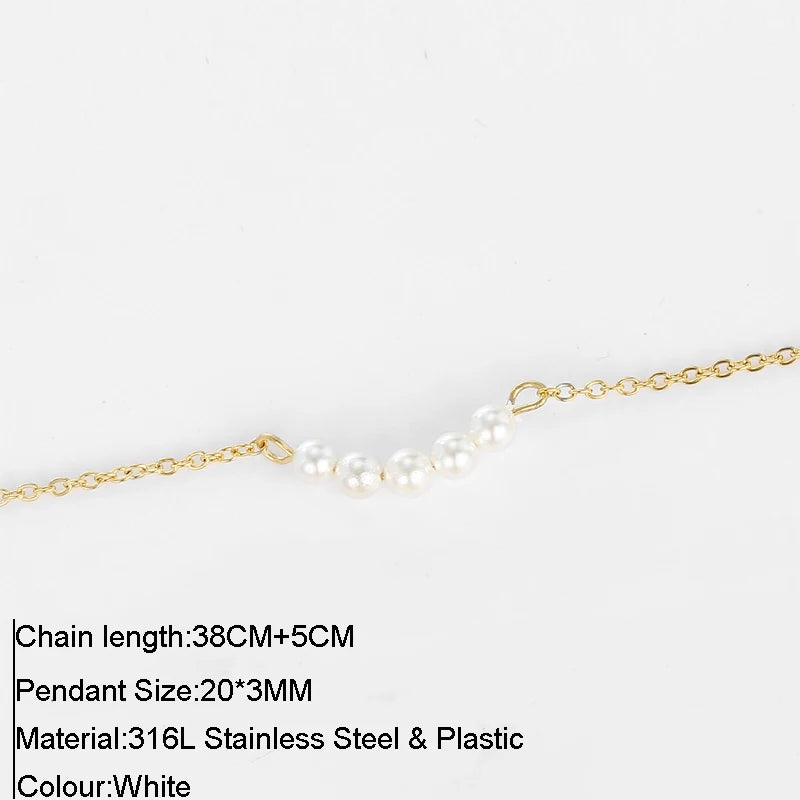 316L Stainless Steel Fashion Golden Color Chain Jewelry Necklace For Women Imitation Pearl Beads Pendant Gifts Jewelry Wholesale