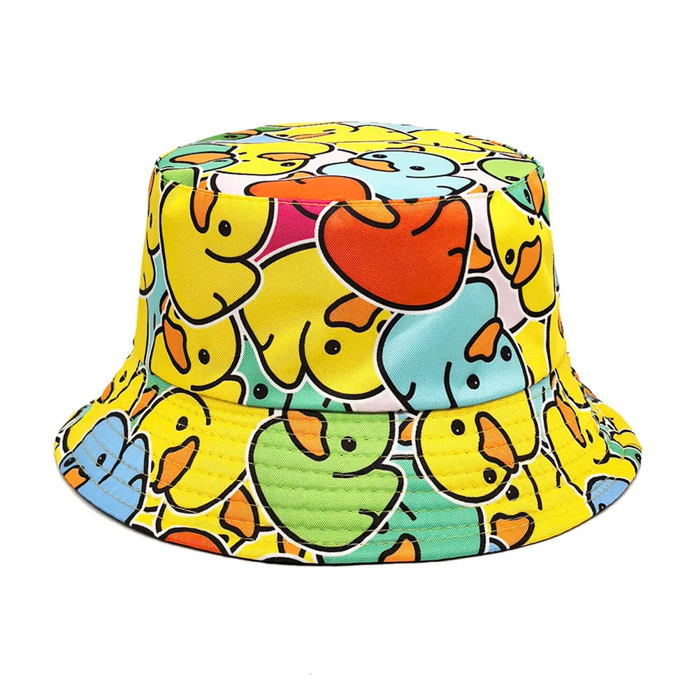 Duck Print Panama Summer Sunscreen Sun Hat Women Men Suitable for Daily Wear Bucket Hats Travel Fashion Decorate Fisherman Hats