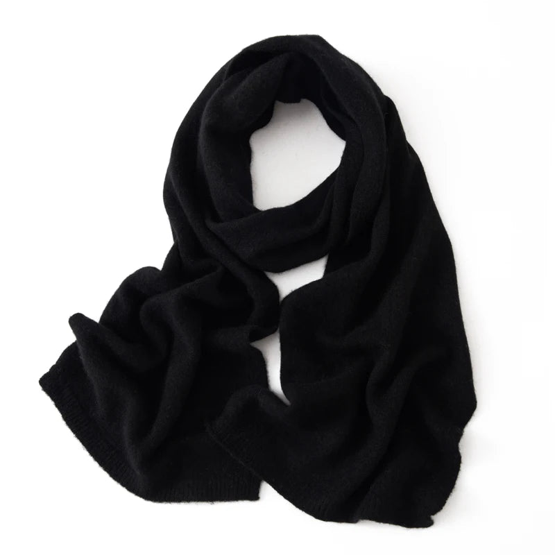 Soft 100% Cashmere Scarf for Autumn and Winter, Women's Knitted Warm Neck Protection Scarf 160*25CM