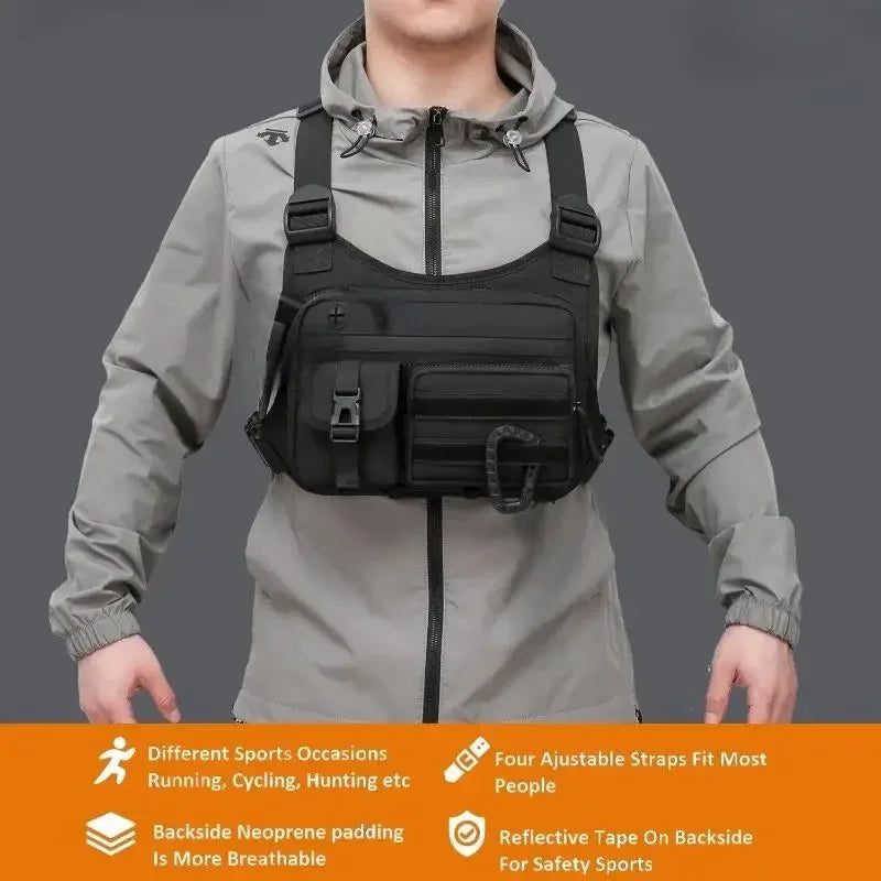 Chest Bags Outdoor Chest Bag For Men and Women, Tactical Vest For Running, Cycling, EDC Chest Pack Rig For Sports and Workouts