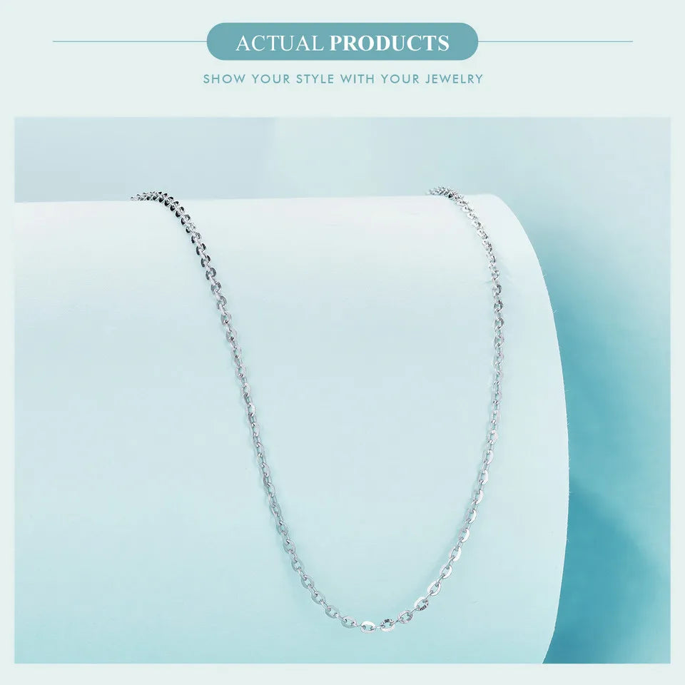 WOSTU Classic Basic Chains Solid 925 Sterling Silver O-Shaped Necklace Twisted Snake Bar Singapore Box Chain Square Links 45CM