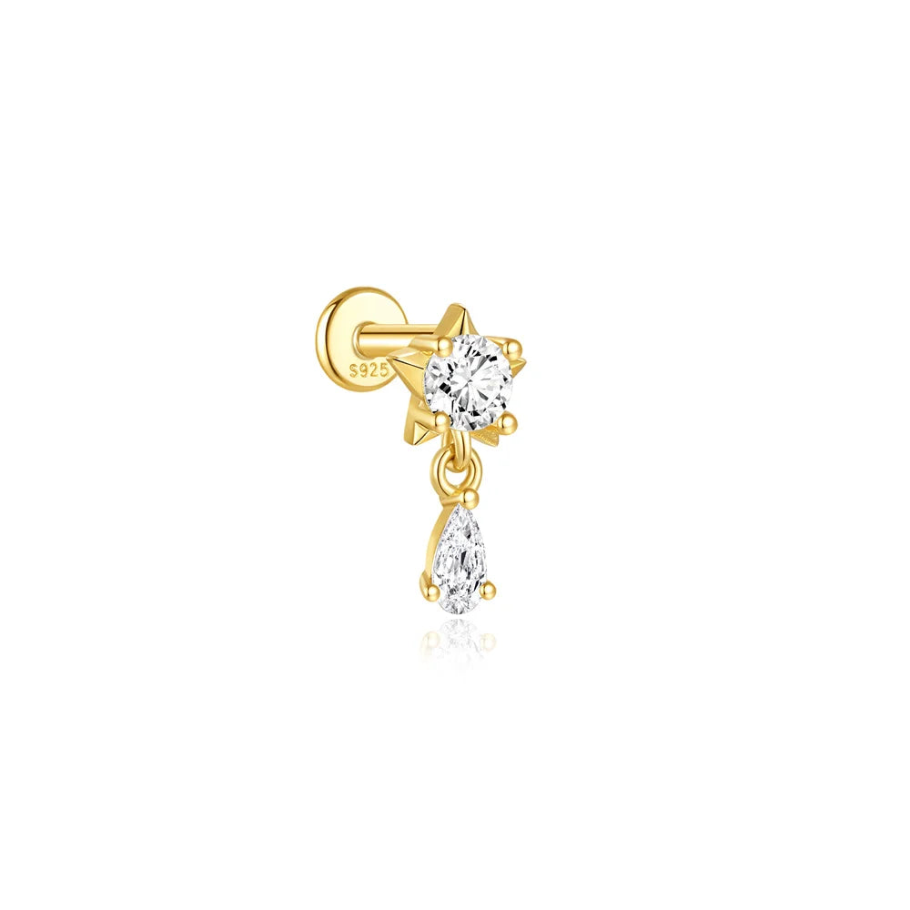 CANNER Pendientes Plata 925 Piercing Stud Earrings For Women Cubic Zirconia 925 Sterling Silver Cartilage Earring Jewerly 1pc