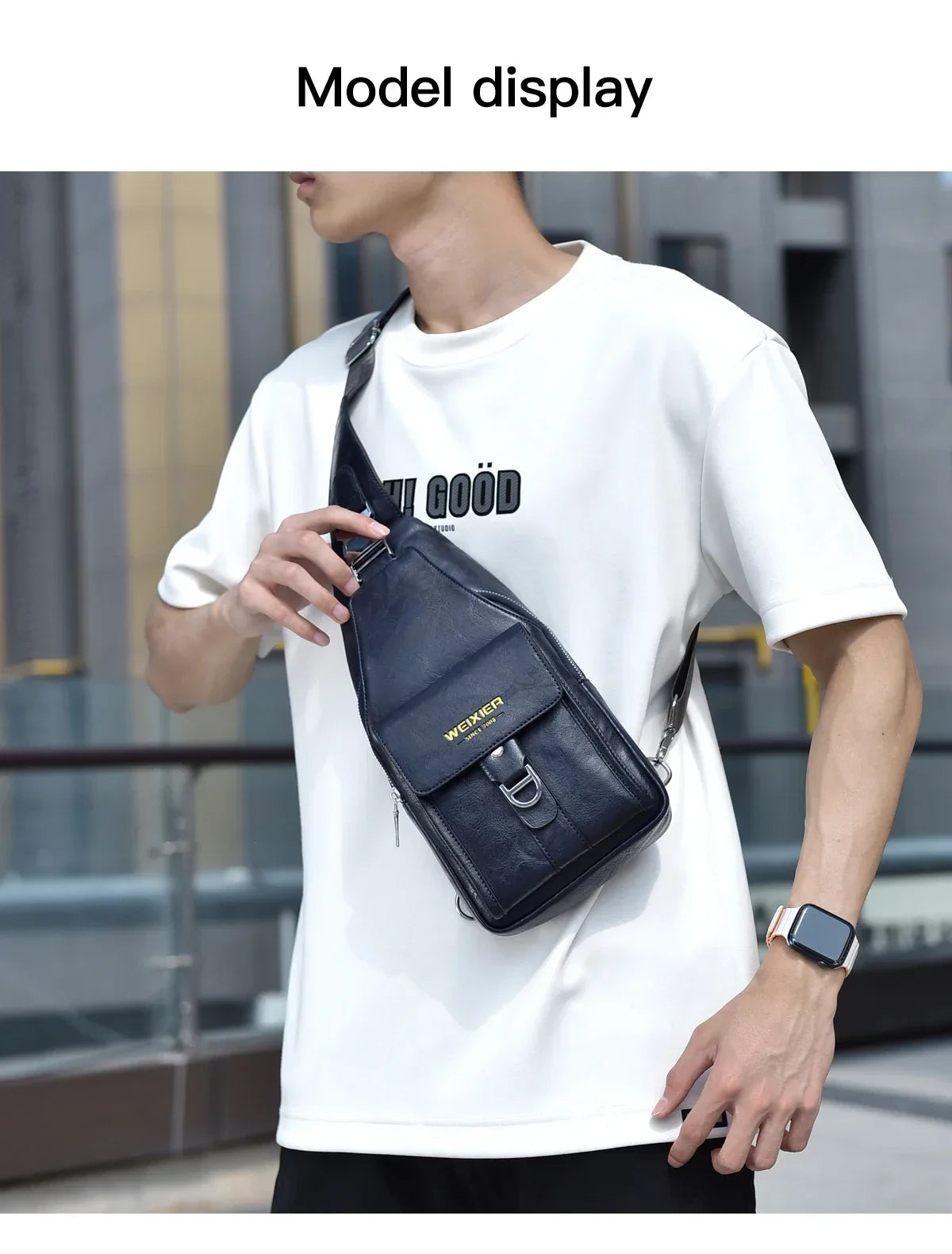 2026 New Men's Bag High Quality PU Leather Men's Chest Bag Simple Waterproof Single Shoulder Crossbody Bags Messenger Bag Gift