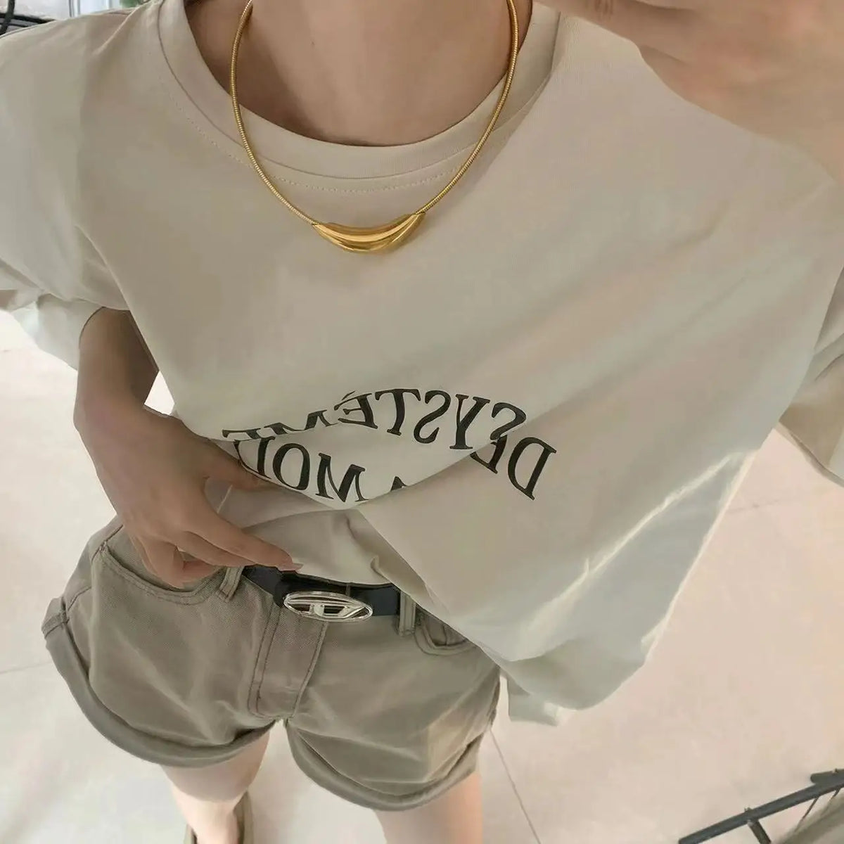 French Retro Design Metal Tube Snake Bone Chain Collar For Women's Exaggerated Stainless Steel Necklace Girls' Colorless Jewelry