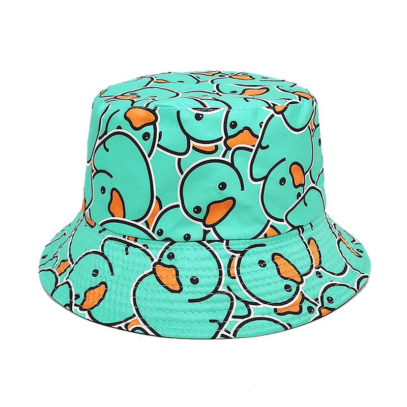Duck Print Panama Summer Sunscreen Sun Hat Women Men Suitable for Daily Wear Bucket Hats Travel Fashion Decorate Fisherman Hats