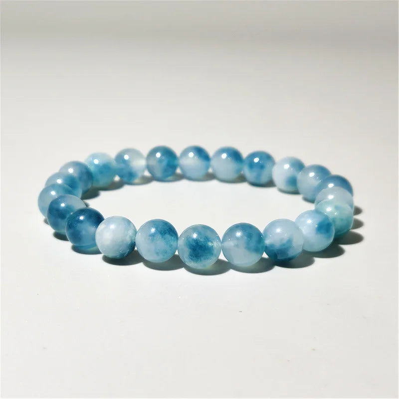 6/8/10/12mm Natural Blue Chalcedony Jasper Jade Bracelets Classic Men Women Buddha Bracelets Minimalist Yoga Meditation Jewelry