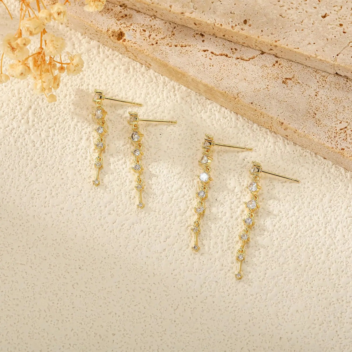 Women 14K Gold Plated Dangle Earrings Dainty CZ Non Tarnish Long Dangling Wedding Bridesmaid Hoop Earring Jewelry Christmas Gift