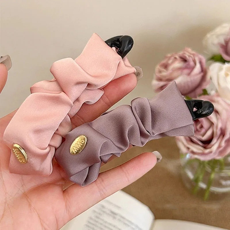 Korean Elegant Solid Fold Satin Banana Hair Clip For Women Girls Sweet Hair Ornament Hairpin Barrette Fashion Hair Accessories