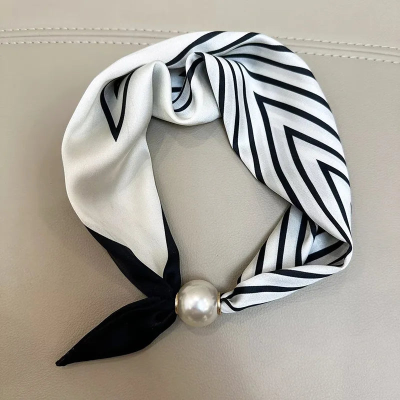 1/2PCS Elegant Pearl Tail Magnetic Clasp Scarf Summer New Versatile Breathable Fashion Artistic Accessory Neck Wrap Scarves